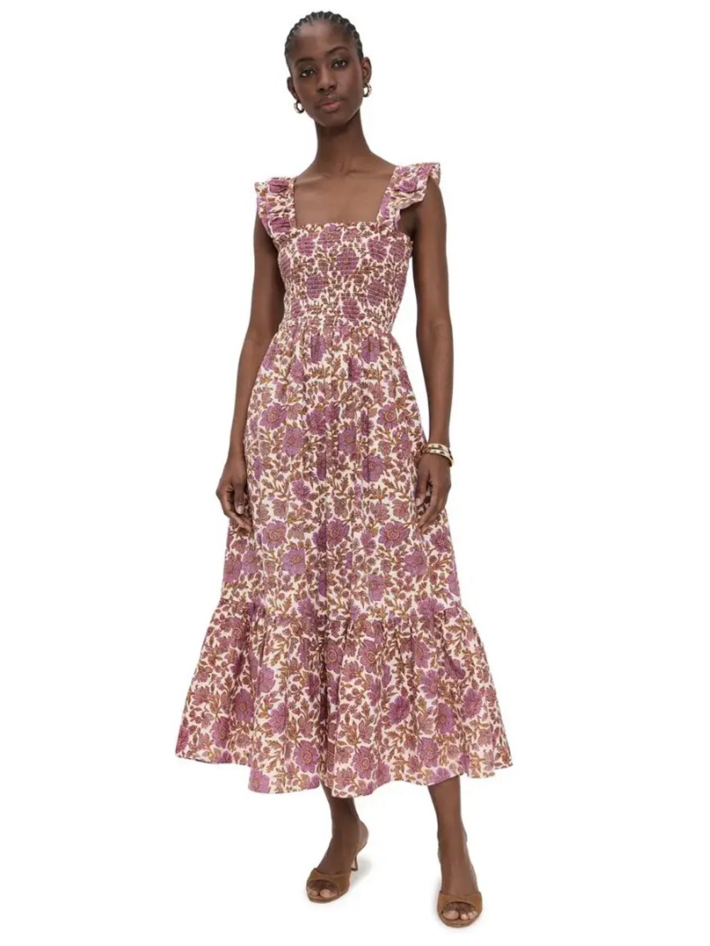 MAREA SIZE XL SASCO maxi dress tiered floral 100% cotton